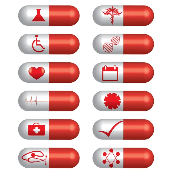 Pílulas de conjunto de bandeira médica — Vetor de Stock