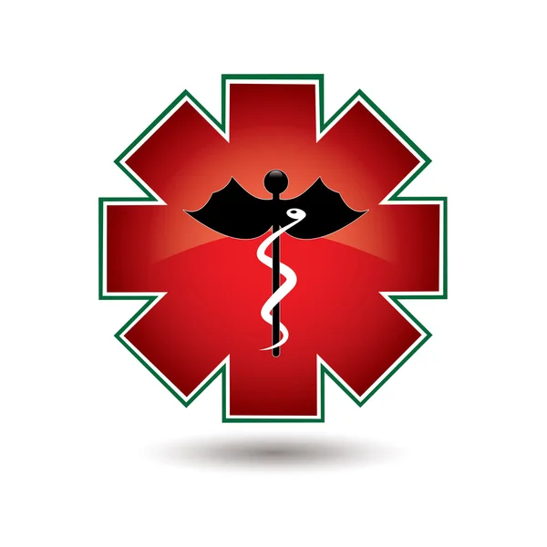 Símbolo médico rojo aislado — Vector de stock