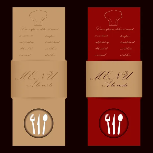 Rode en bruine menukaarten voor restaurant — Stockvector