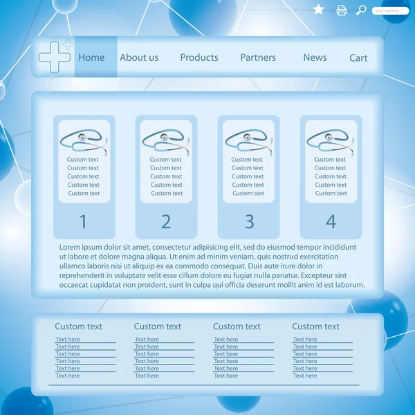 Modern blue medical website template form — Stock Vector
