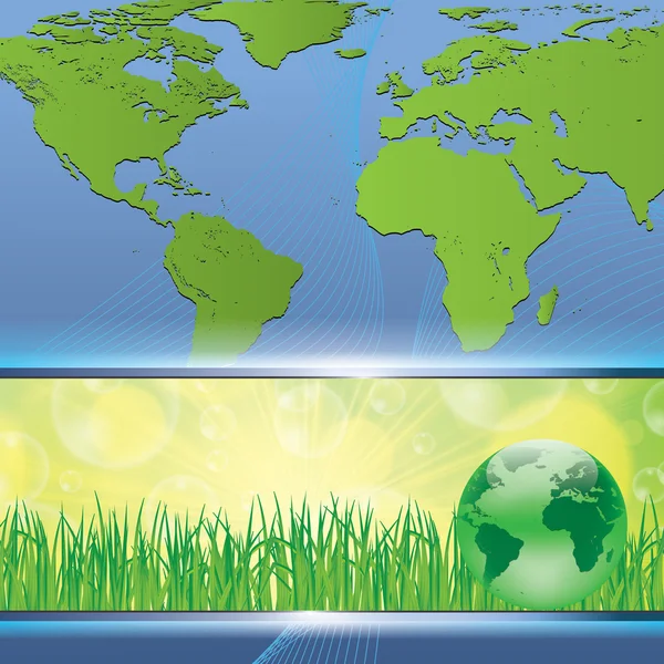 Green earth map environmental concept — Stock Vector