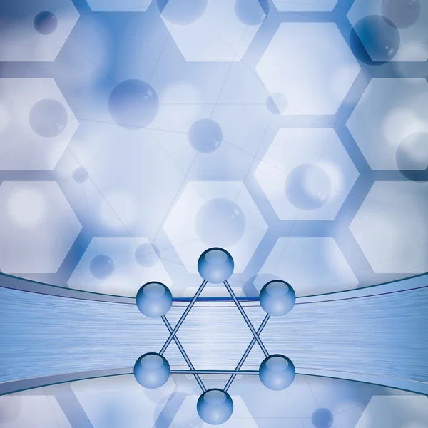 Molecule illustrazione sfondo blu — Vettoriale Stock