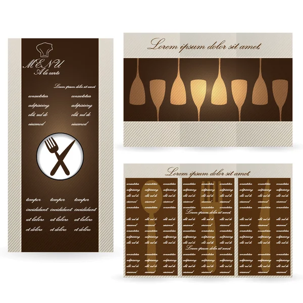 Bruin menukaarten voor restaurant — Stockvector