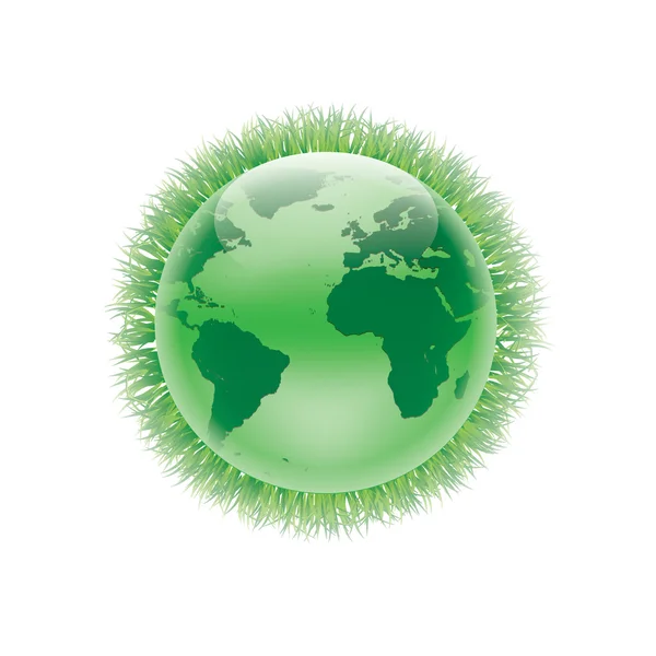 Vector earth globe ontwerp met gras — Stockvector