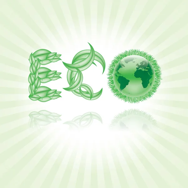 Vector eco earth globe Design with grass — Stock Vector