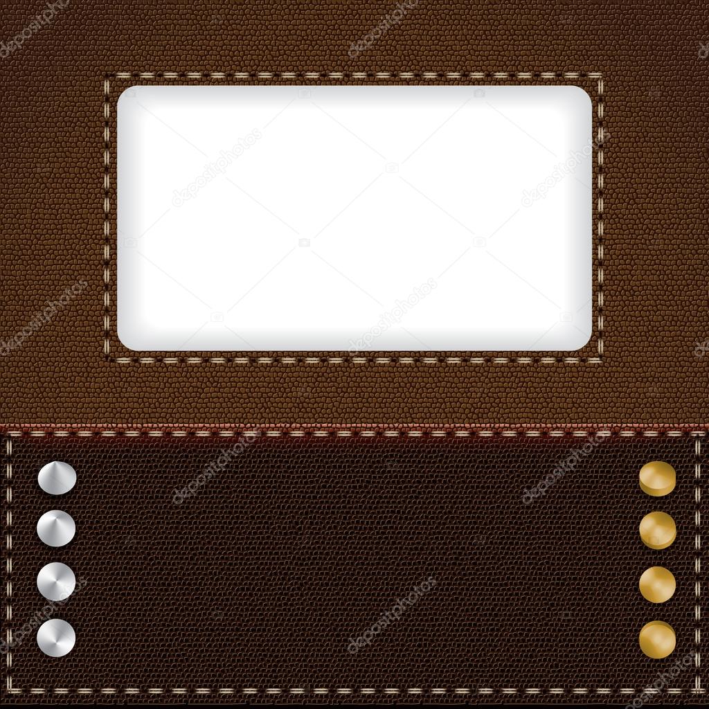 Brown leather background with metal rivets