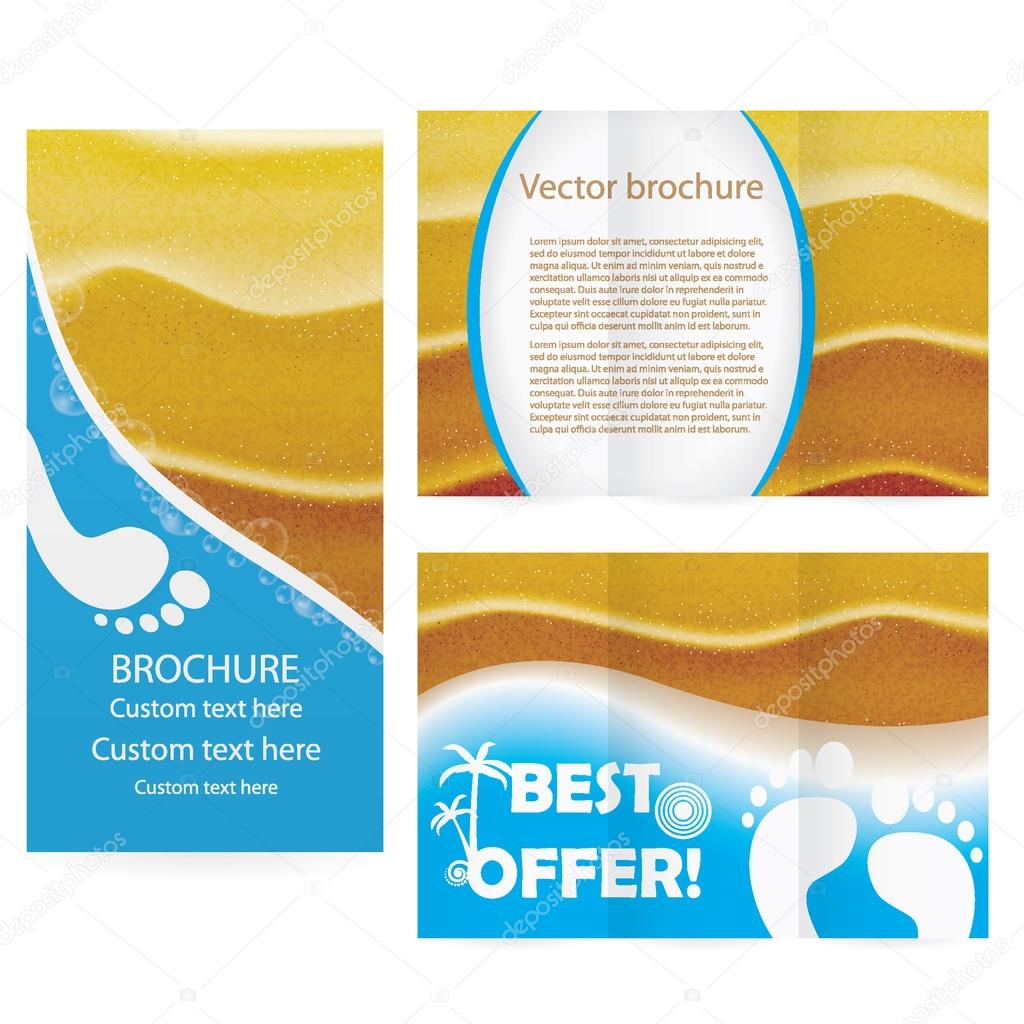 Brochure with ealistic sand in sunset lights illustration
