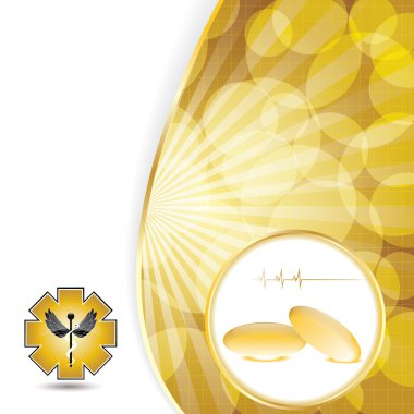 Abstract golden omega 3 medical background clipart