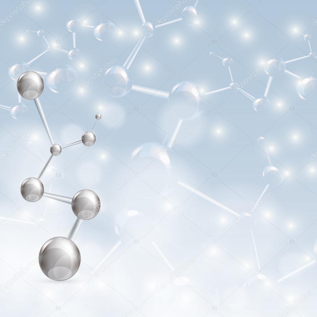 Molecule illustration blue background