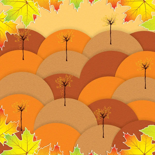 Fond d'automne avec arbres et feuilles tombantes — Image vectorielle