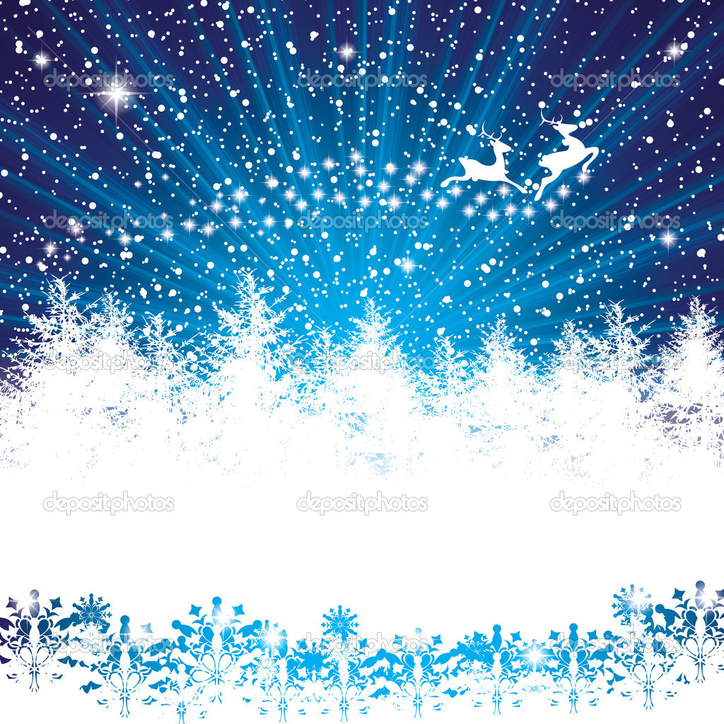 Abstract winter night background with pine