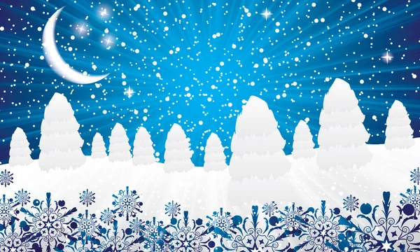 Abstrakte Winternacht Hintergrund mit Kiefer — Stockvektor