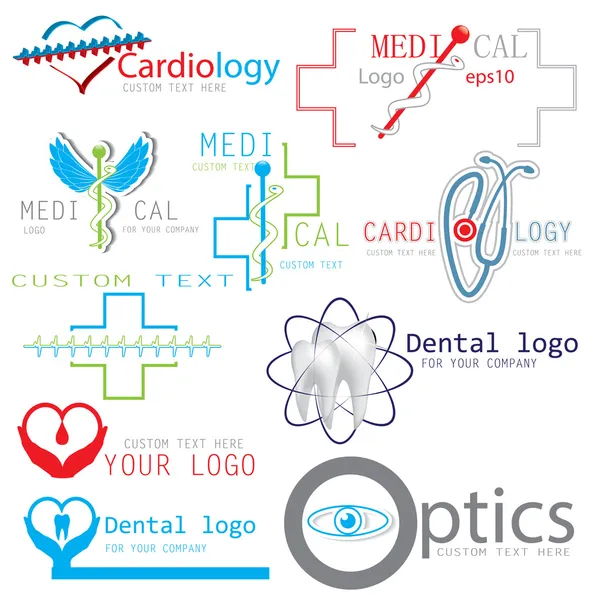 Conjunto de ícones de logotipos médicos — Vetor de Stock