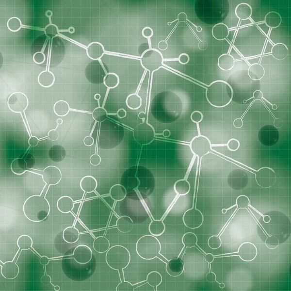 Illustration molécule fond vert — Image vectorielle