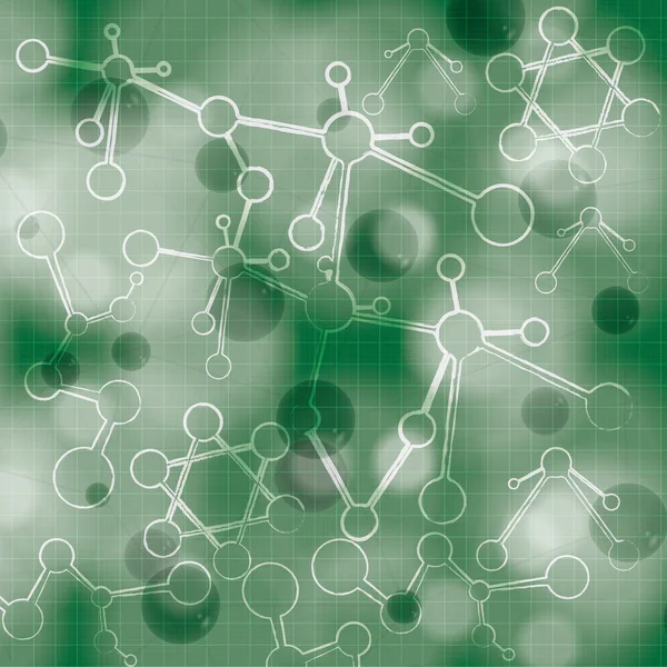 Molecule illustration green background — Stock Vector