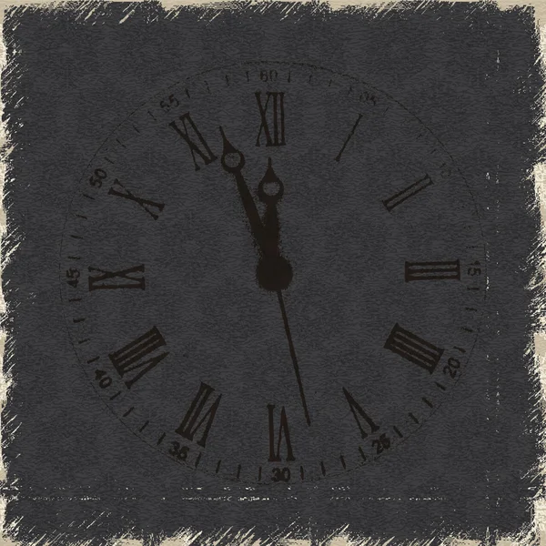 Vieille horloge avec chiffres romains fond grunge — Image vectorielle