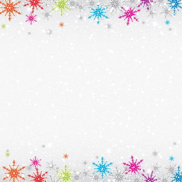 Bunte Schneeflocken Weihnachten Hintergrund — Stockvektor