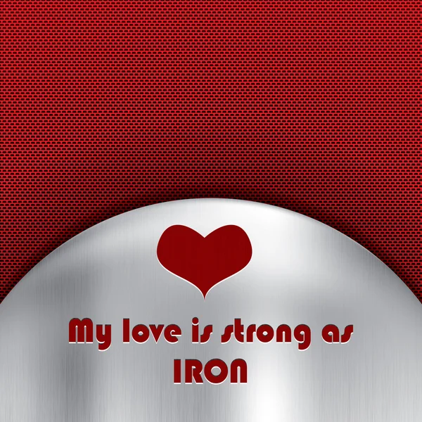 Love strong as iron message on a metal background — Stock Vector