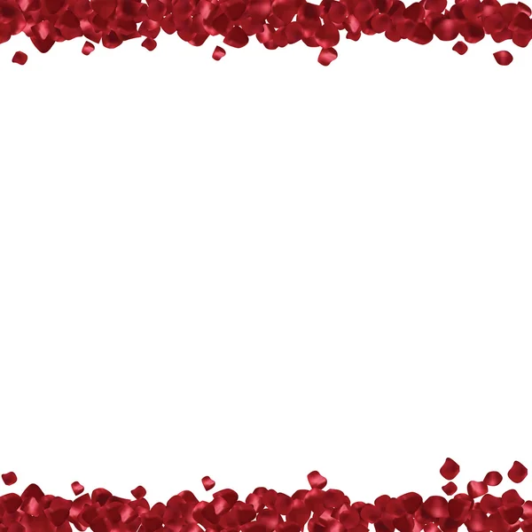 Rote Blütenblätter auf weißem Hintergrund. abstrakter Rahmen mit Platz für Text — Stockvektor