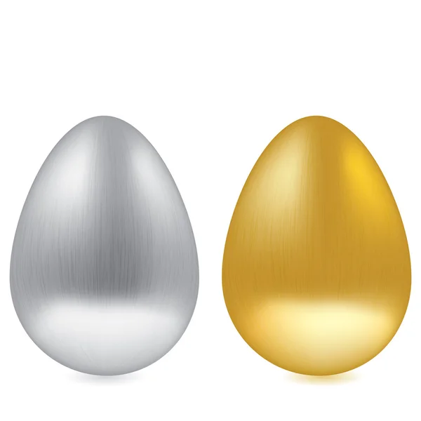 金和银刻孤立的蛋 — 图库矢量图片