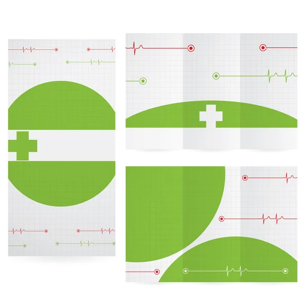 ベクトルのパンフレットのレイアウト デザイン テンプレート緑医療 — ストックベクタ