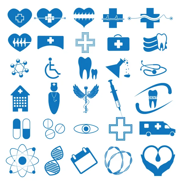 Astratto iconssetto medico blu — Vettoriale Stock