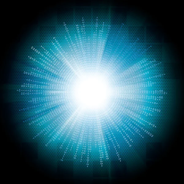 抽象的なハイテク バイナリ青色の背景色 — ストックベクタ
