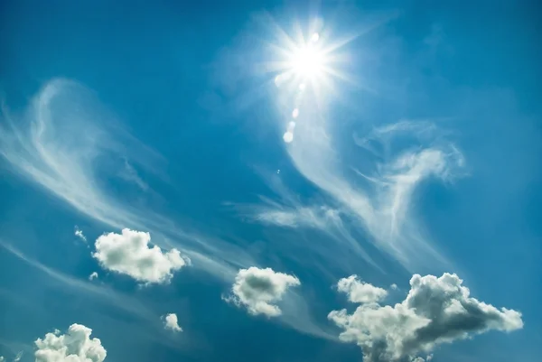 Beautiful blue sky with sun — Stock Photo, Image