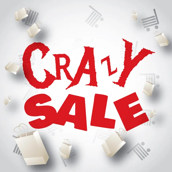 Crazy sale white red design template — Stock Vector