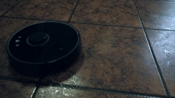 Robot Stofzuiger Die Vloer Stofzuigt Slimme Woning Met Automatische Apparaten — Stockvideo