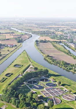 opole şehir kanalizasyon arıtma tesisi havadan görünümü