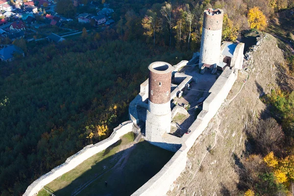 Luchtfoto van checiny kasteel — Stockfoto
