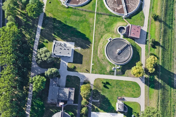 Aerial view of Opole city sewage treatment plant — Stock Photo, Image