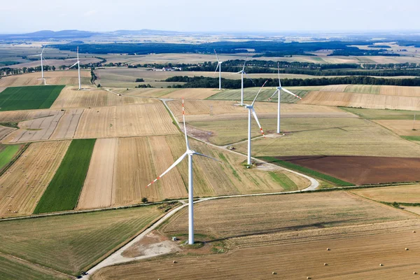 Turbines éoliennes vue aérienne — Photo