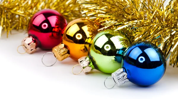 Four colorful christmas balls — Stock Photo, Image