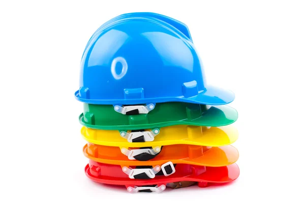 Colored helmets isolated on white background — Stock Photo, Image