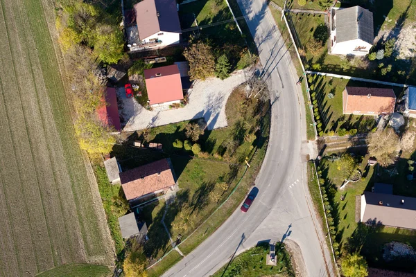 Letecký pohled na vesnici michalow nedaleko pinczow města v Polsku — Stock fotografie