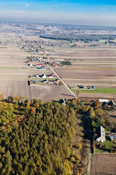 Vue aérienne du paysage villageois en Pologne — Photo