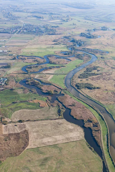 Utsikt over Nida-elvens landskap i luften – stockfoto