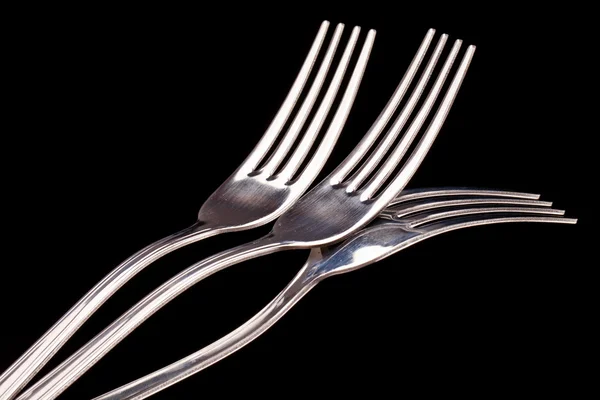 Fork, isolated on black background — Stock Photo, Image