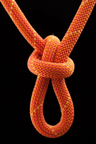 Rope knot isolated on black background — Stock Photo, Image