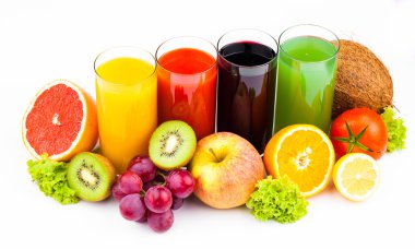Fresh juices isolated on white clipart