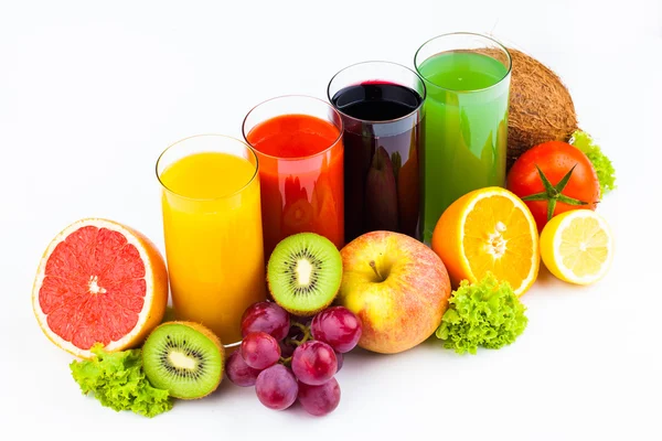 Fresh juices isolated on white — Stock Photo, Image