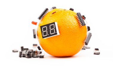 Electronic orange fruit with microchips