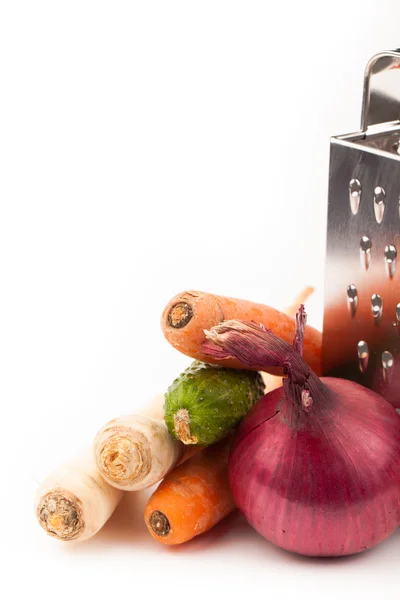 Gemüse und Reibe — Stockfoto