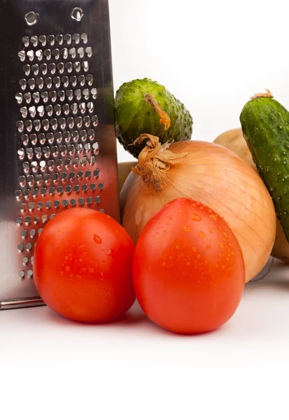 Produtos hortícolas e ralador — Fotografia de Stock