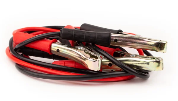 Car battery and jumper cables — Stock Photo, Image