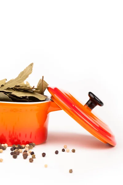 Ceramic pot with spices — Stock Photo, Image