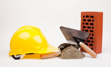 kask, tuğla ve mason araçları