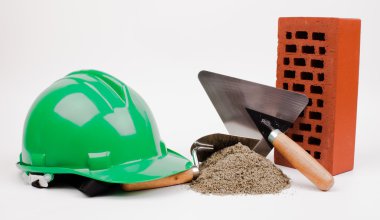 kask, tuğla ve mason araçları